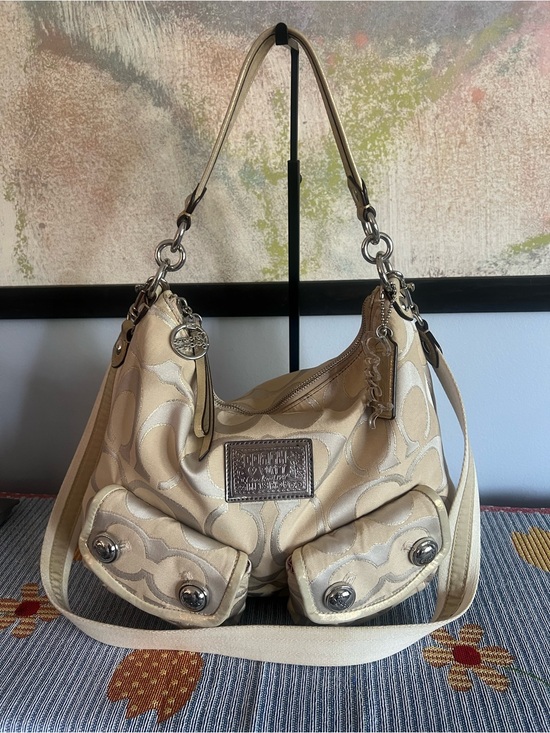Coach Handbags - Coach 2006 Poppy Signature Gold Khaki Sparkly Hobo Shoulder Crossbody Y2K Bag